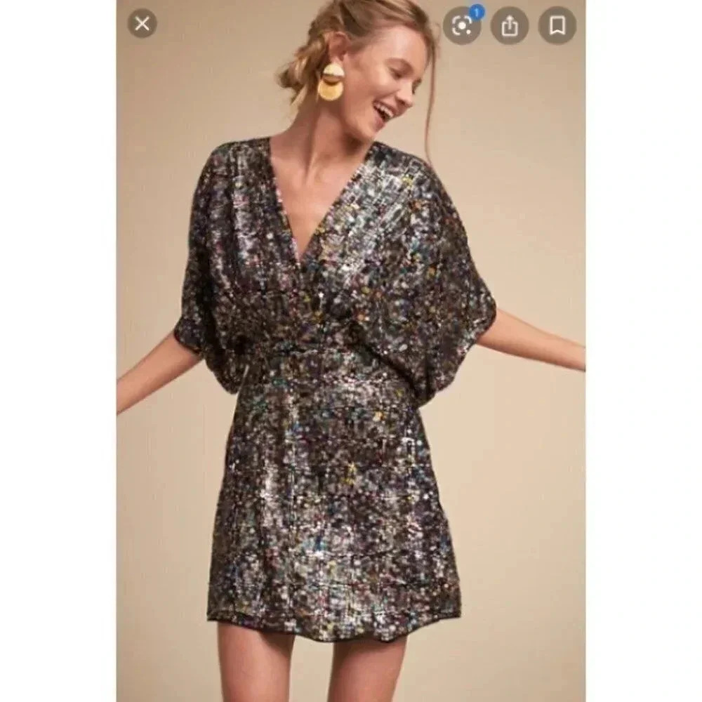 NWT Anthropologie BHLDN Jax Sequin Cocktail Mini Dress Size 0